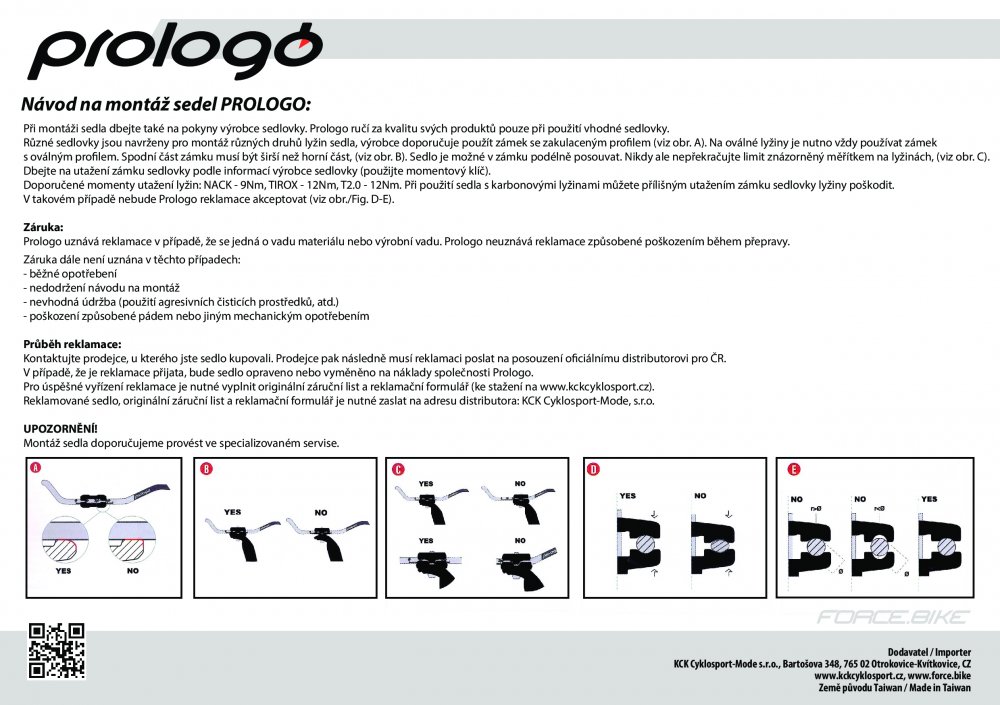 sedlo PROLOGO DIMENSION PAS NK 143 bílé