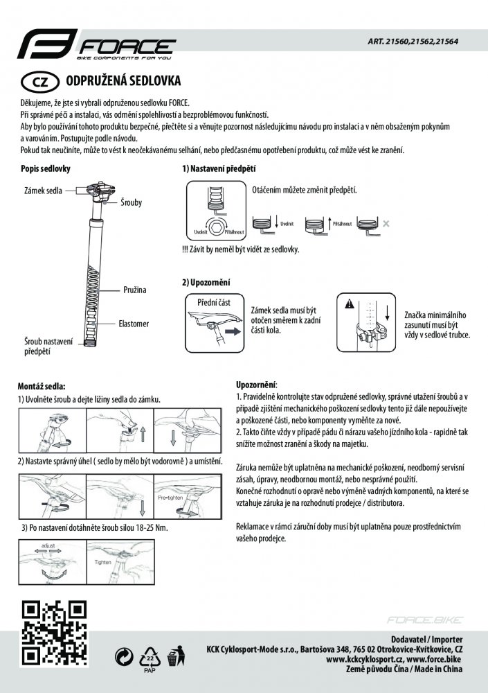 sedlovka F TEAM P8.4 odpružená 31,6/355 mat.černá