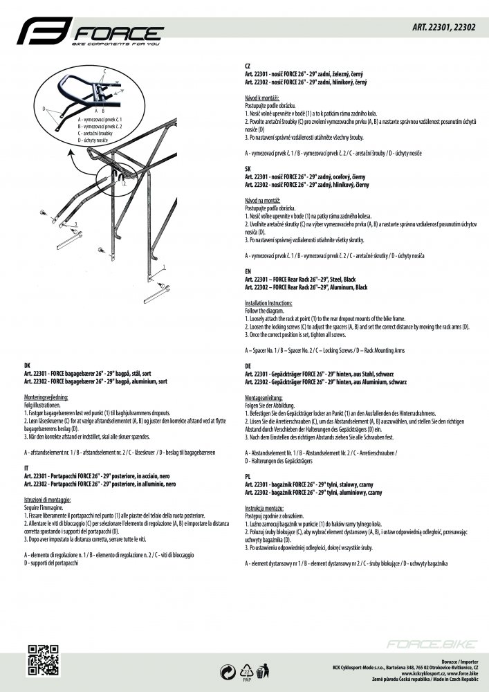 nosič FORCE 26-29