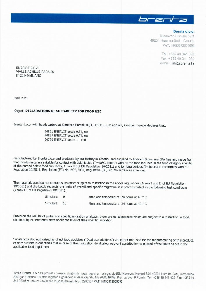 láhev ENERVIT 0,7 l, červená