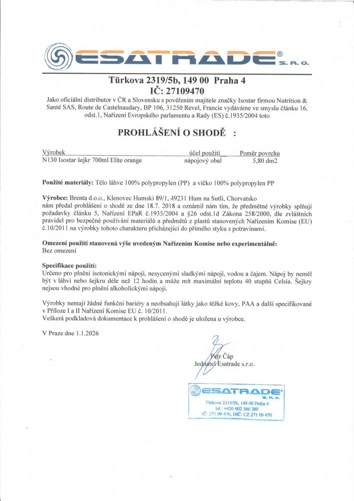 láhev-šejkr ISOSTAR 0,7 l, oranžový