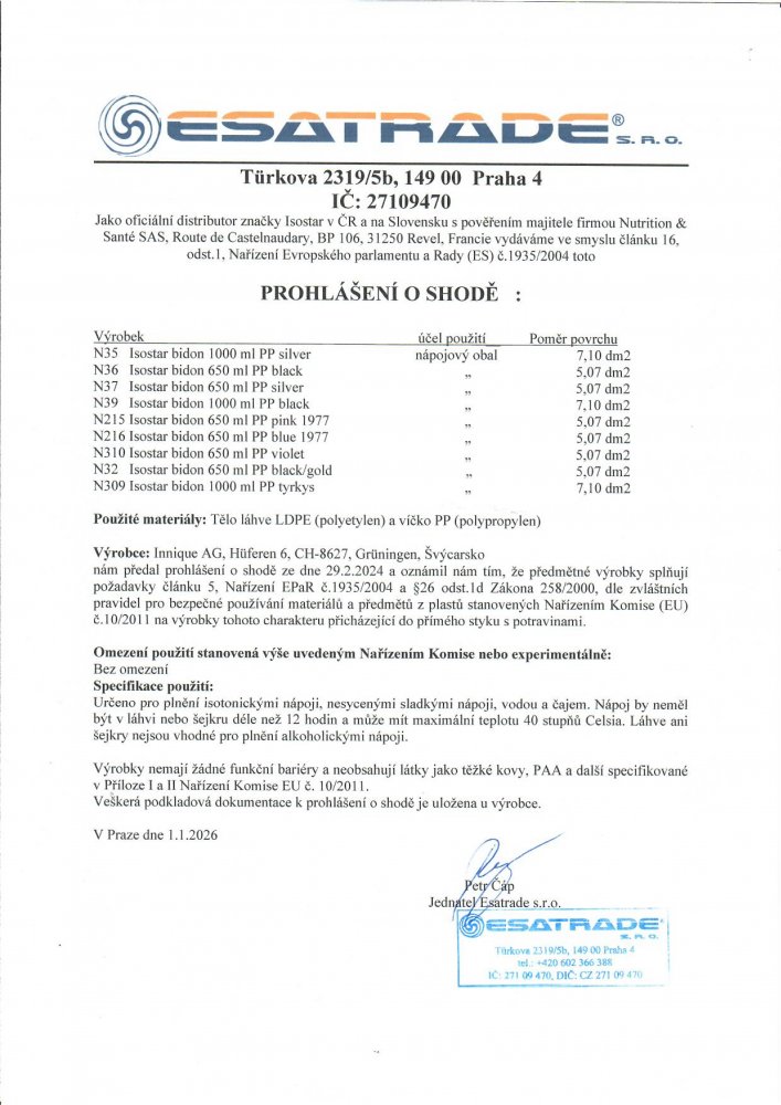 láhev ISOSTAR 1 l, černá