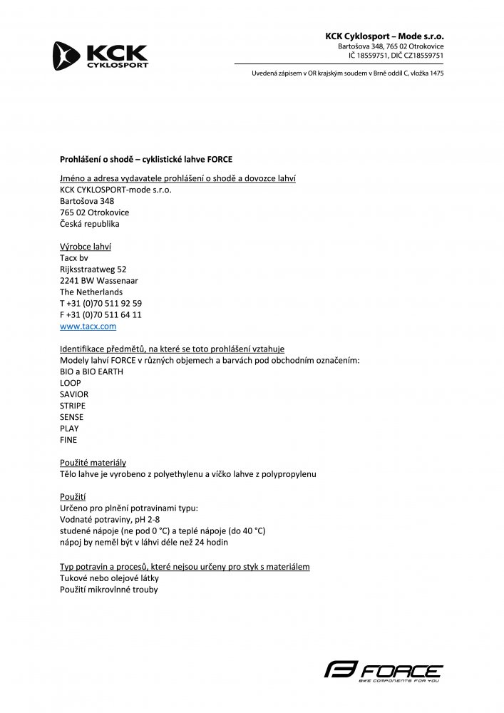 láhev FORCE BIO 0,5 l, černo-šedá