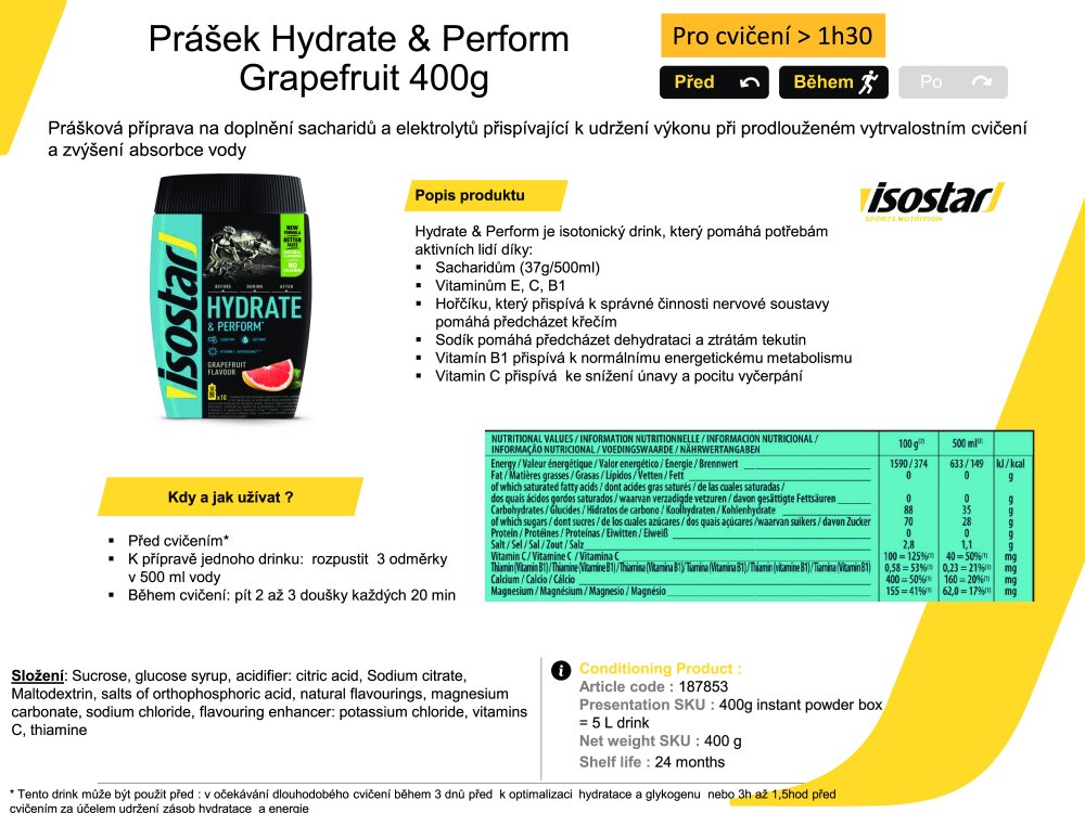 ISOSTAR Hydrate and Perform, dóza, 400 g grep