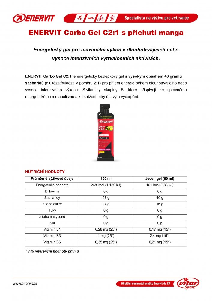Carbo Gel C2:1, sáček, 60 ml mango
