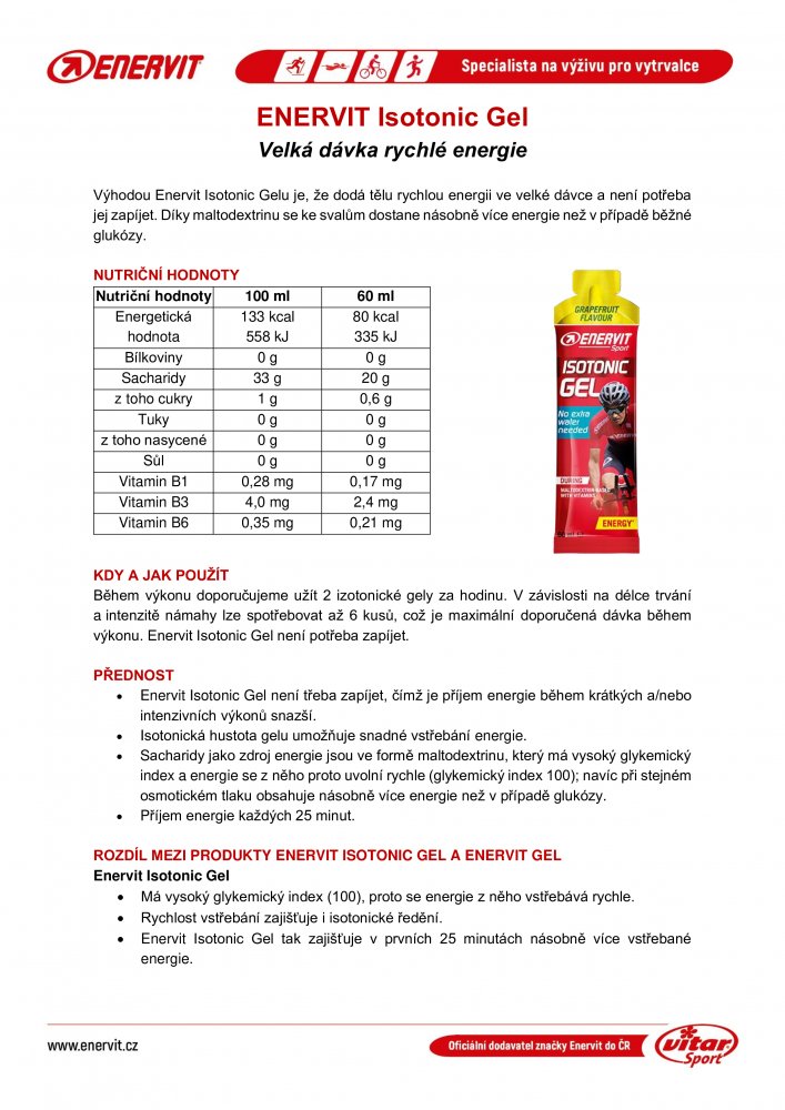 ENERVIT Isotonic Gel, sáček, 60 ml grapefruit