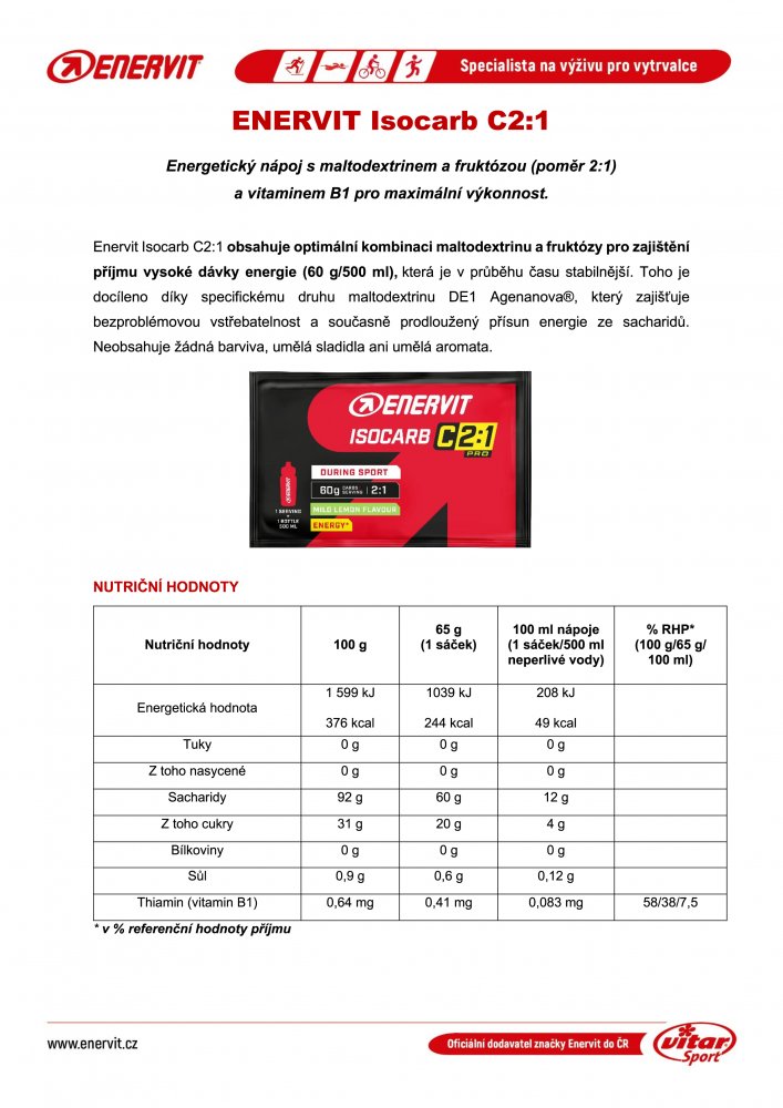 Isocarb C2:1, sáček, 65 g citron