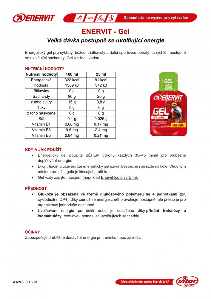 ENERVIT Gel, sáček, 25 ml tropické ovoce