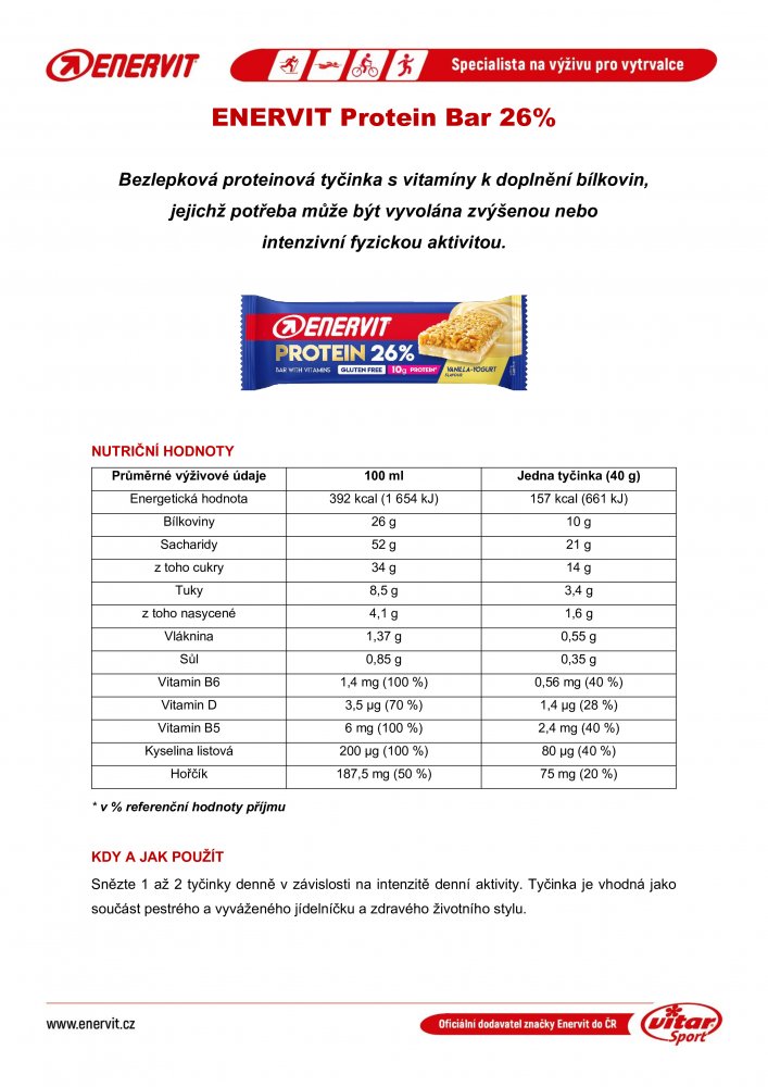Protein Bar 26%, tyčinka, 40 g vanilka + jogurt