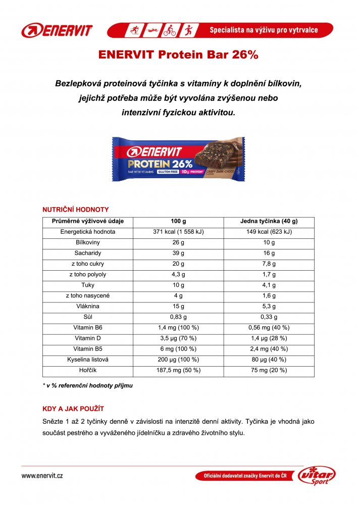 Protein Bar 26%, tyčinka, 40 g tmavá čokoláda