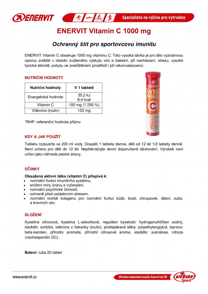 ENERVIT Vitamin C 1000 mg, tuba, 20 tablet