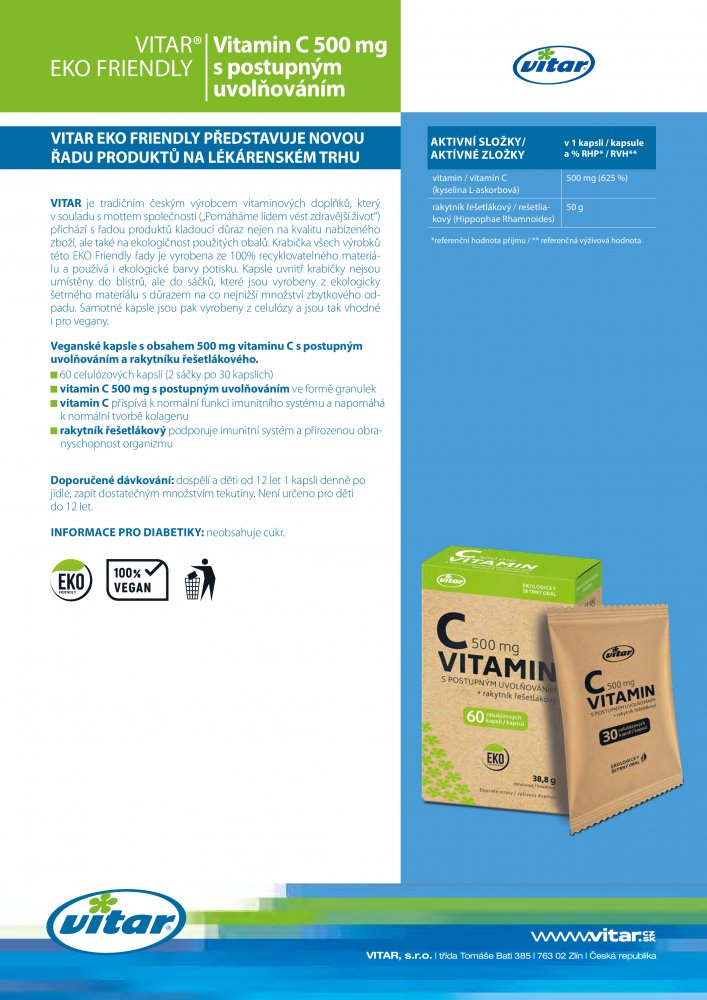 VITAR EKO Vitamin C 500 mg, 60 kapslí