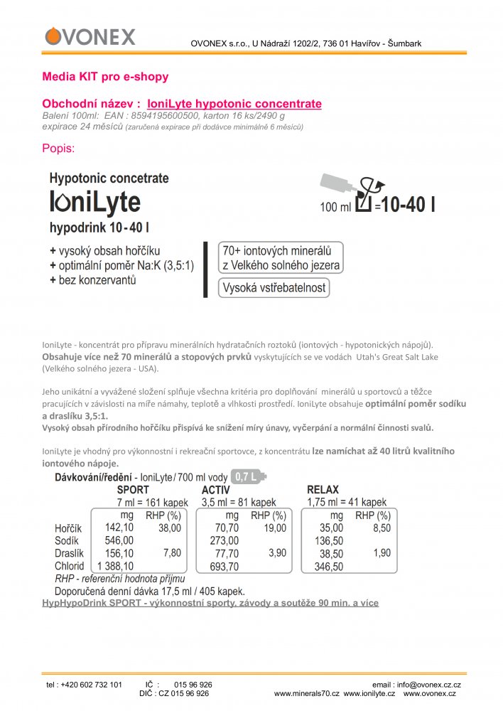 kapky OVONEX IoniLyte hypotonic concentrate 100 ml