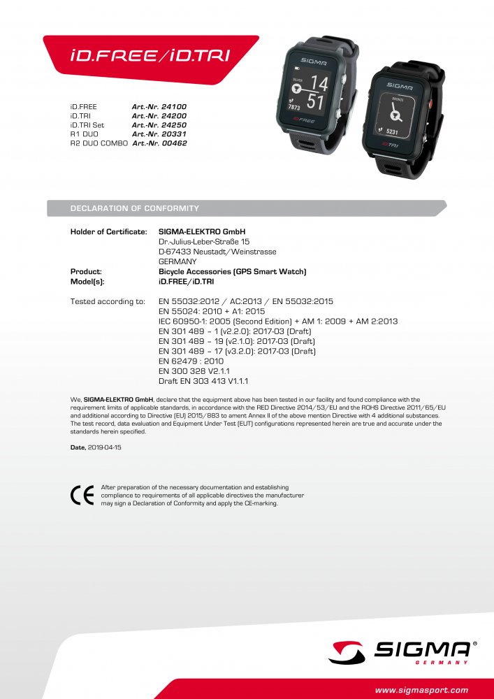 hodinky sportovní SIGMA iD.TRI Basic, černé