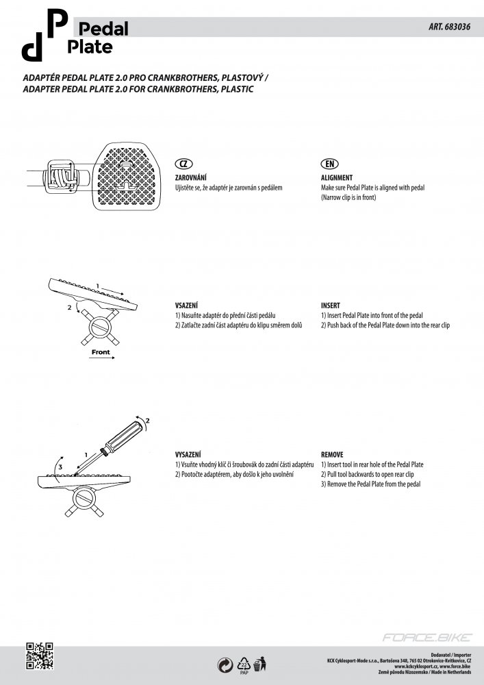 adaptér PEDAL PLATE 2.0 pro CRANKBROTHERS,plastový