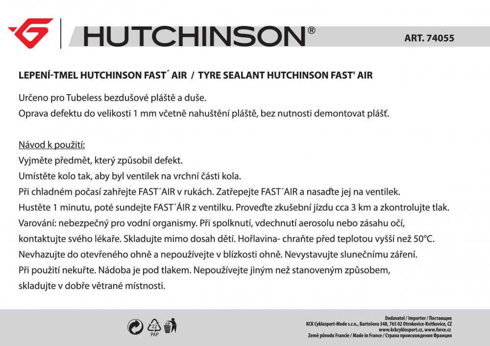 lepení-tmel HUTCHINSON FAST´ AIR 75 ml, sprej