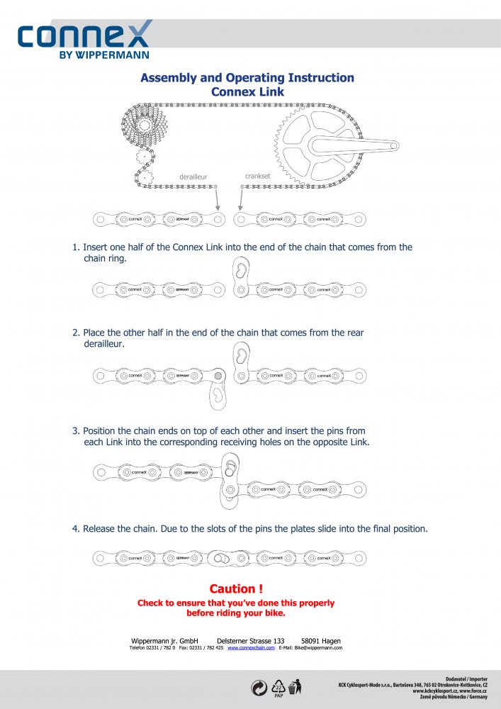 spojka CONNEX pro 12 řetěz, stříbrná