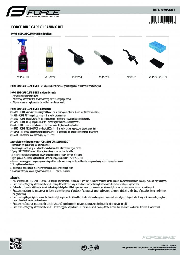 sada čisticí FORCE Bike Care Cleaning Kit