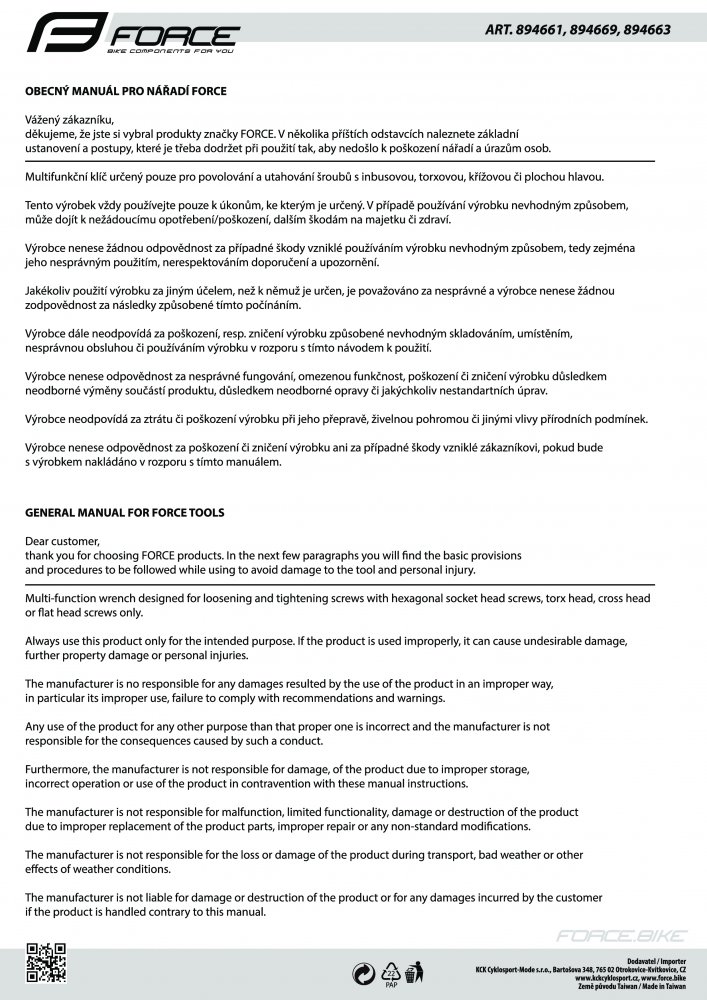 nářadí FORCE MINI ECO sada 8 funkcí