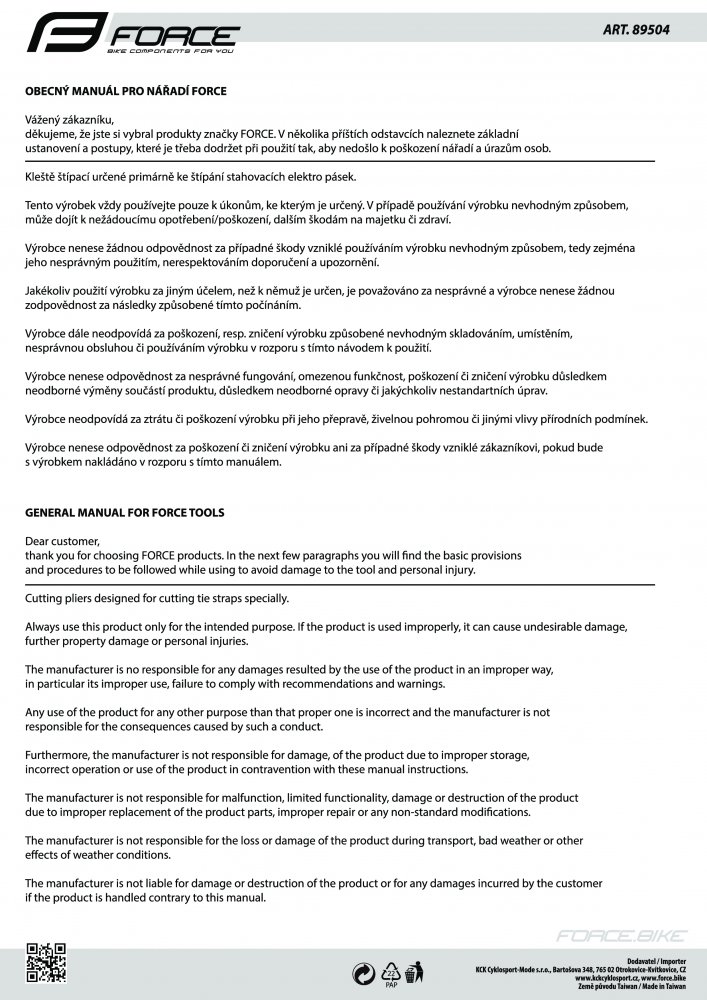 kleště FORCE štípací na stahovací elektropásky