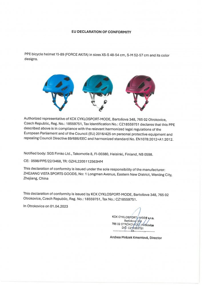 přilba FORCE AKITA dětská, tyrkysová