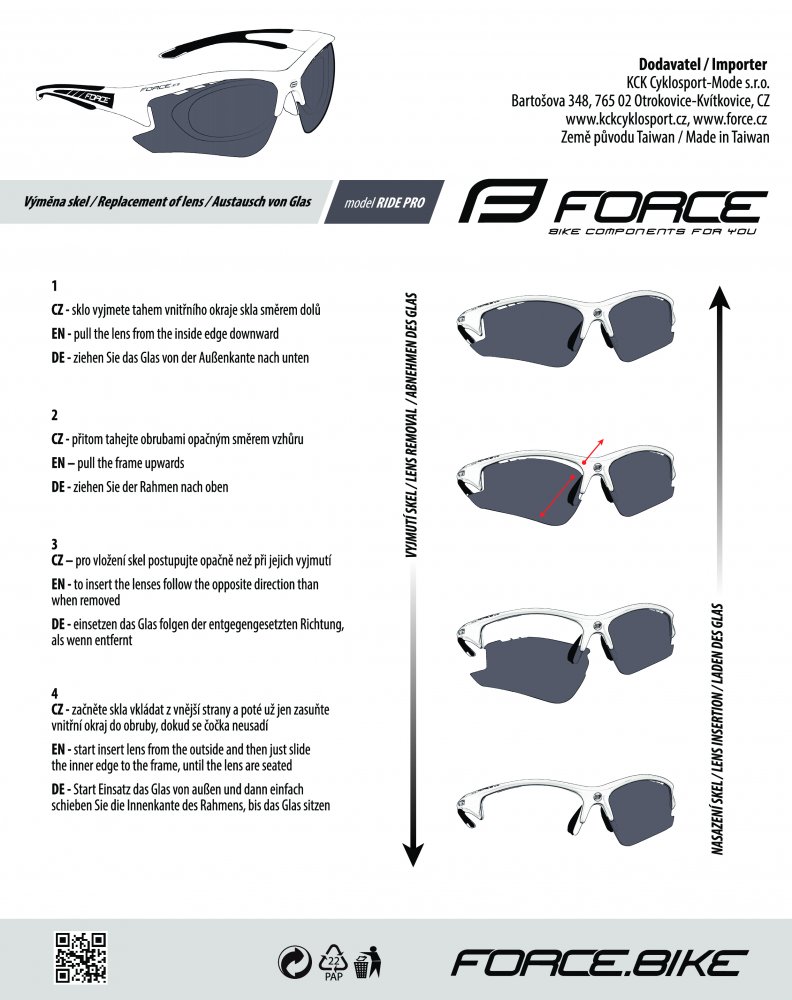 brýle F RIDE PRO fluo diop.klip,černá laser skla