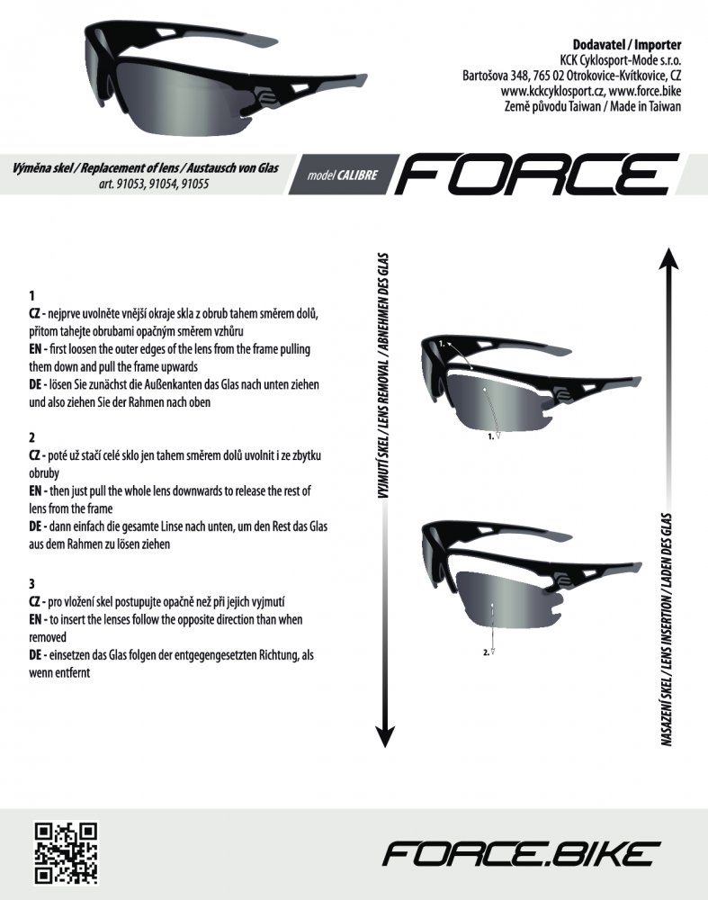 brýle FORCE CALIBRE černo-červ., černá laser skla
