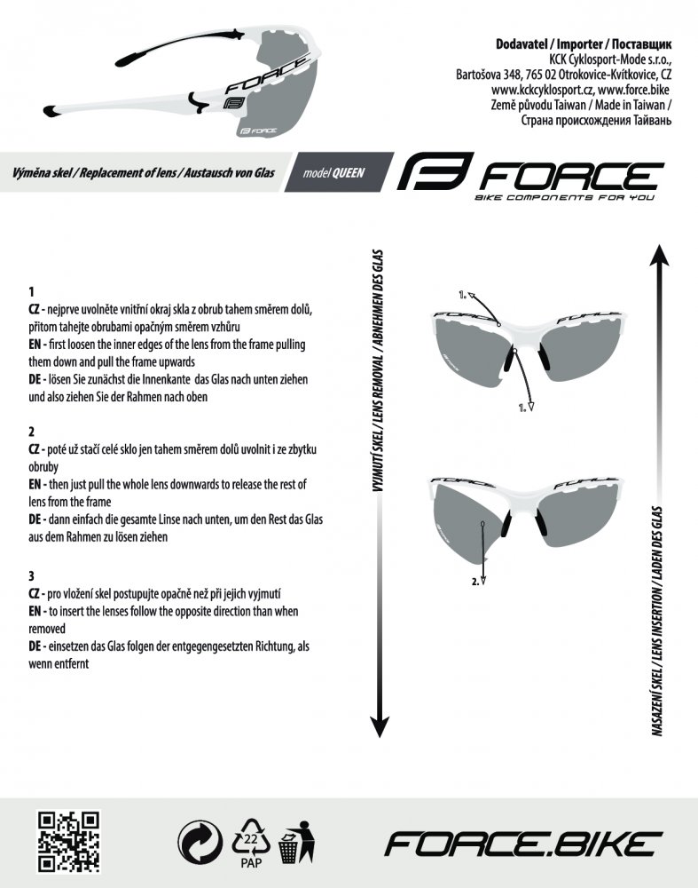 brýle FORCE QUEEN, fluo-černé, černá laser skla