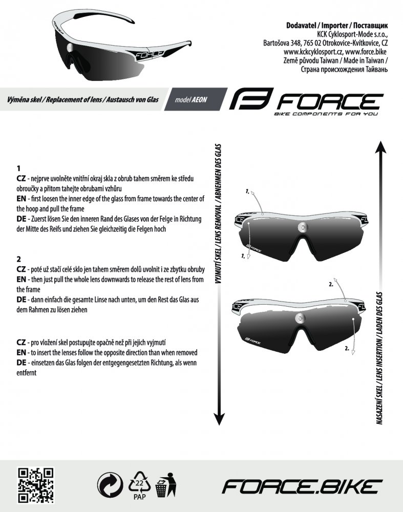 brýle FORCE AEON, bílo-černé, černá laser skla