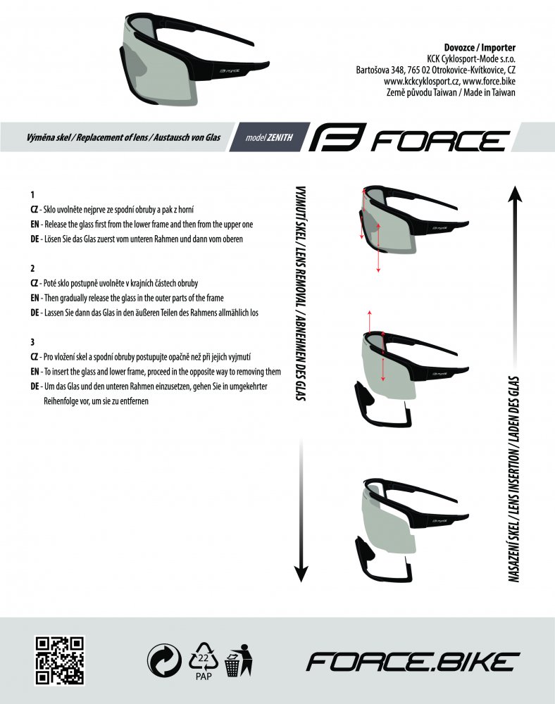 brýle FORCE ZENITH bílé, černé zrc. sklo