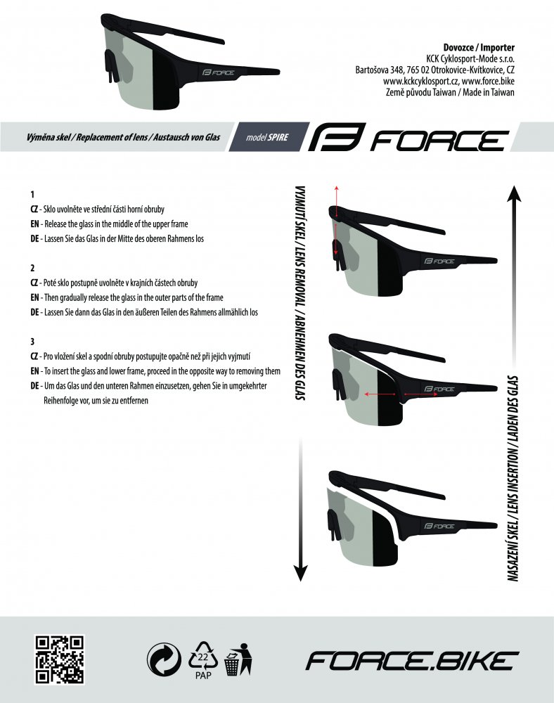 brýle FORCE SPIRE bílé, černé zrc. sklo