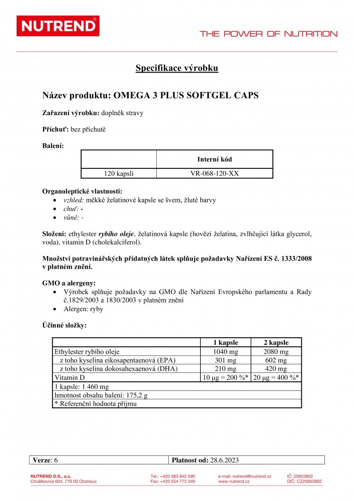 Omega 3 Plus Softgel Caps, 120 kapslí
