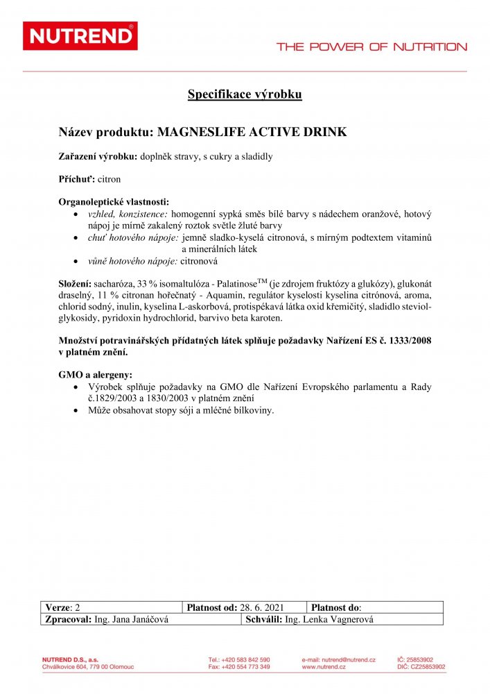 Magneslife Active Drink 10x 15 g box, citron