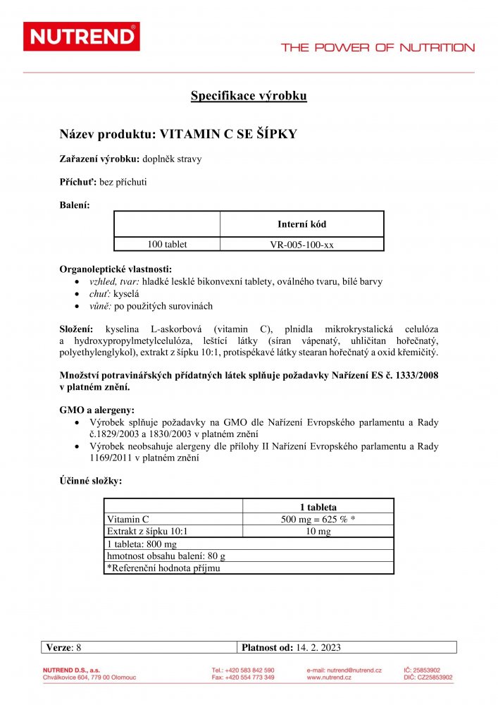 Vitamin C se šípky, 100 tablet