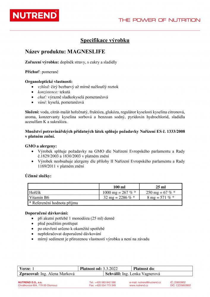 Magneslife Liquid 10x 25 ml box, pomeranč