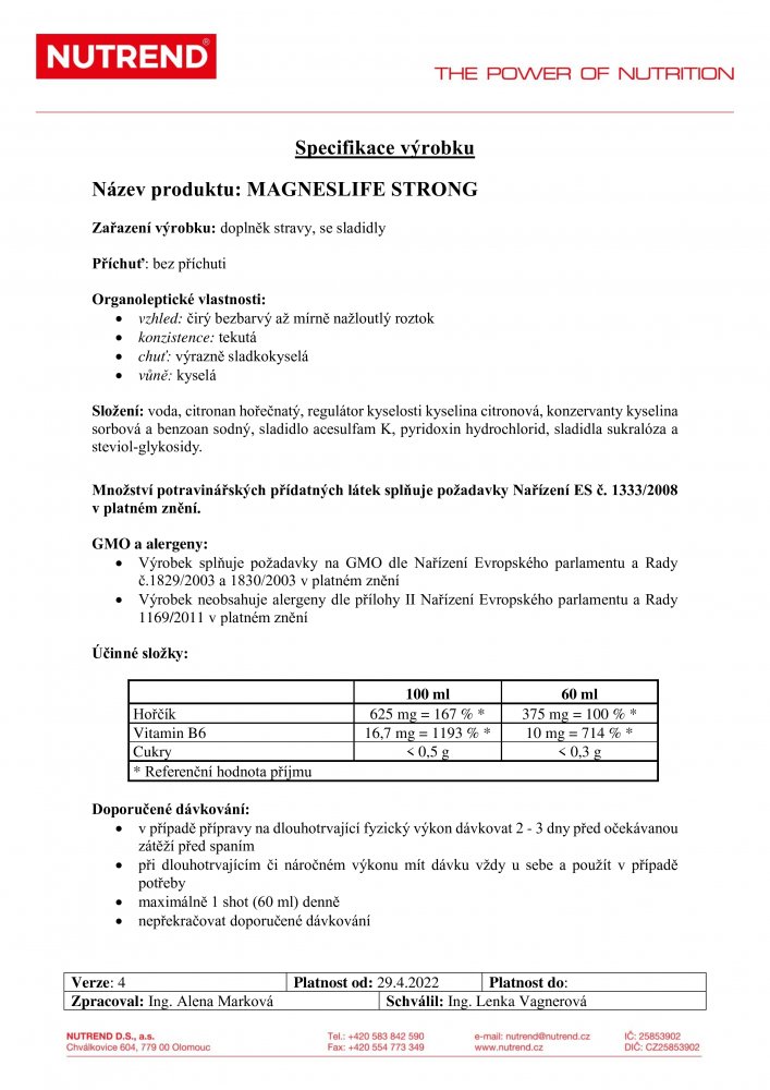 Magneslife Strong 20x 60 ml box, bez příchuti
