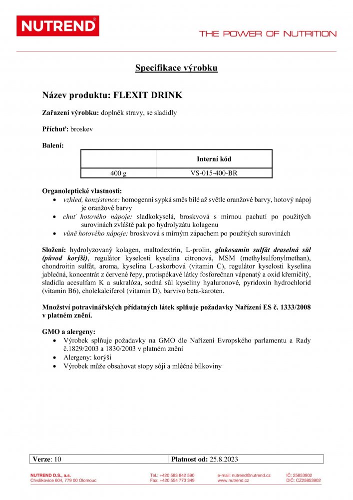 Flexit Drink, dóza, 400 g broskev