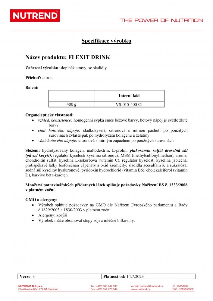 Flexit Drink, dóza, 400 g citron