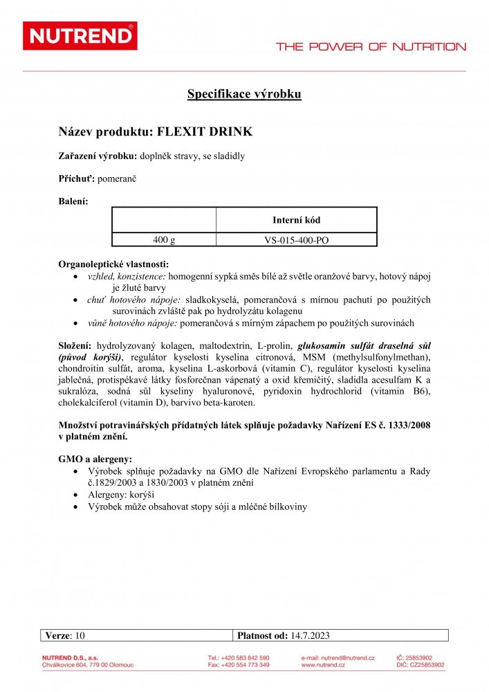 Flexit Drink, dóza, 400 g pomeranč