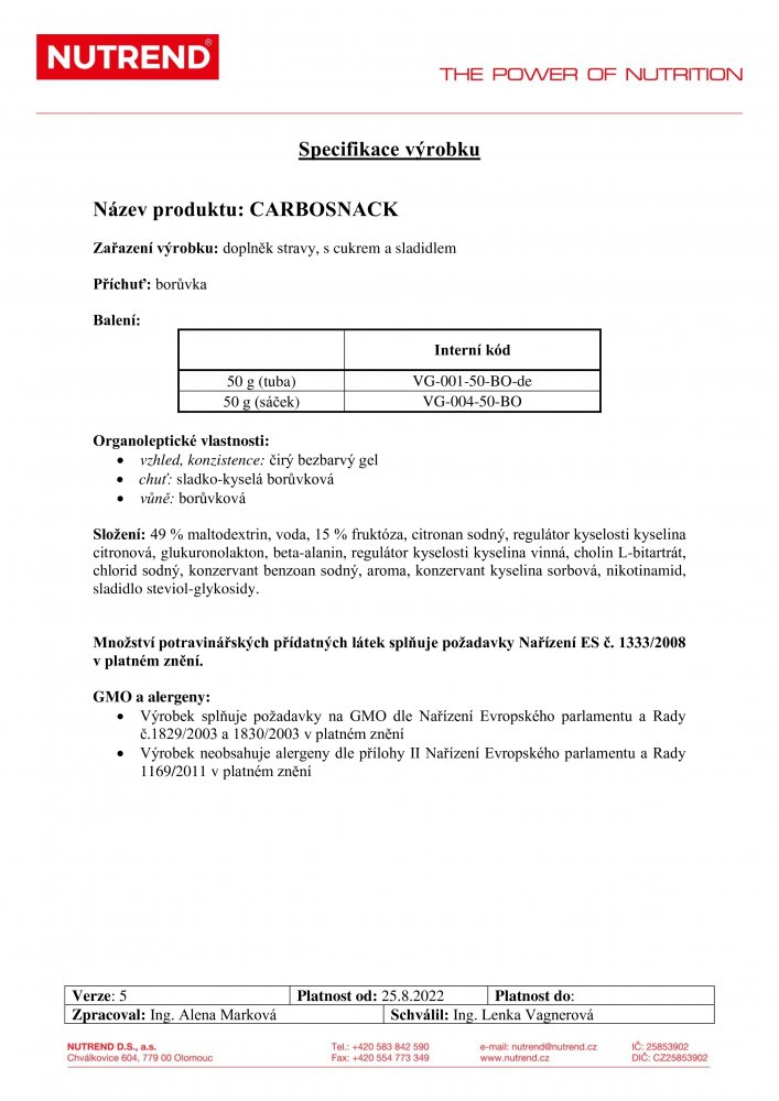 Carbosnack gel, sáček, 50 g borůvka
