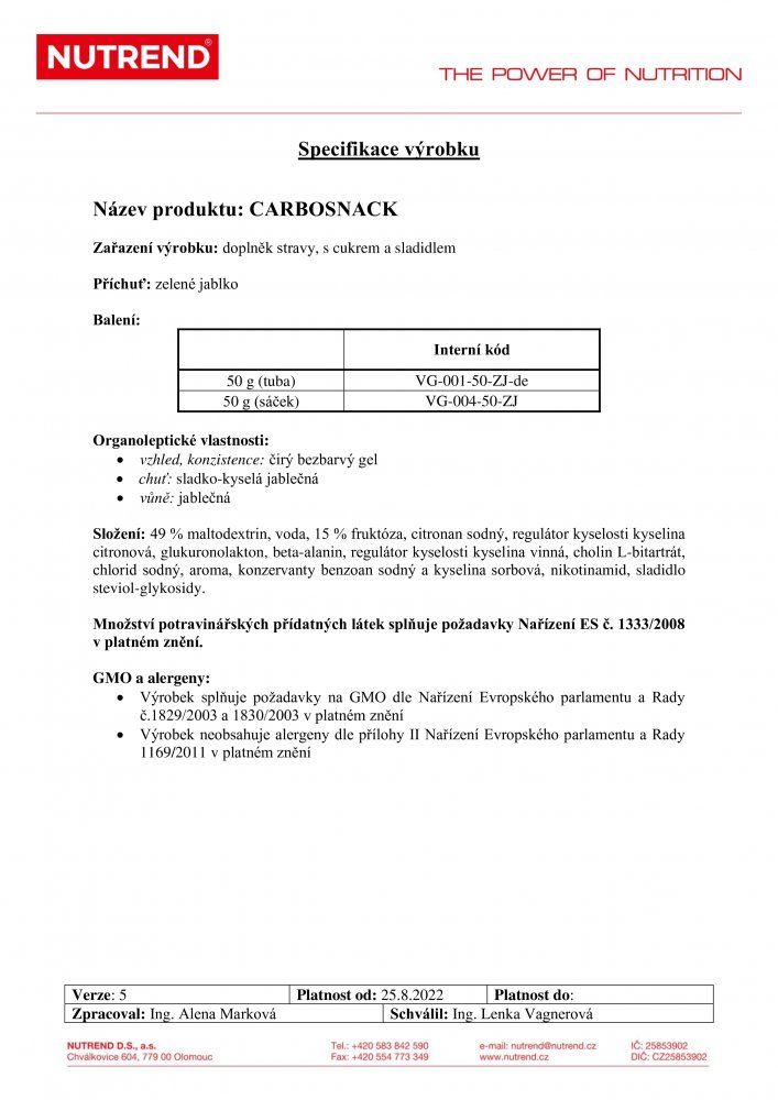 Carbosnack gel, sáček, 50 g zelené jablko