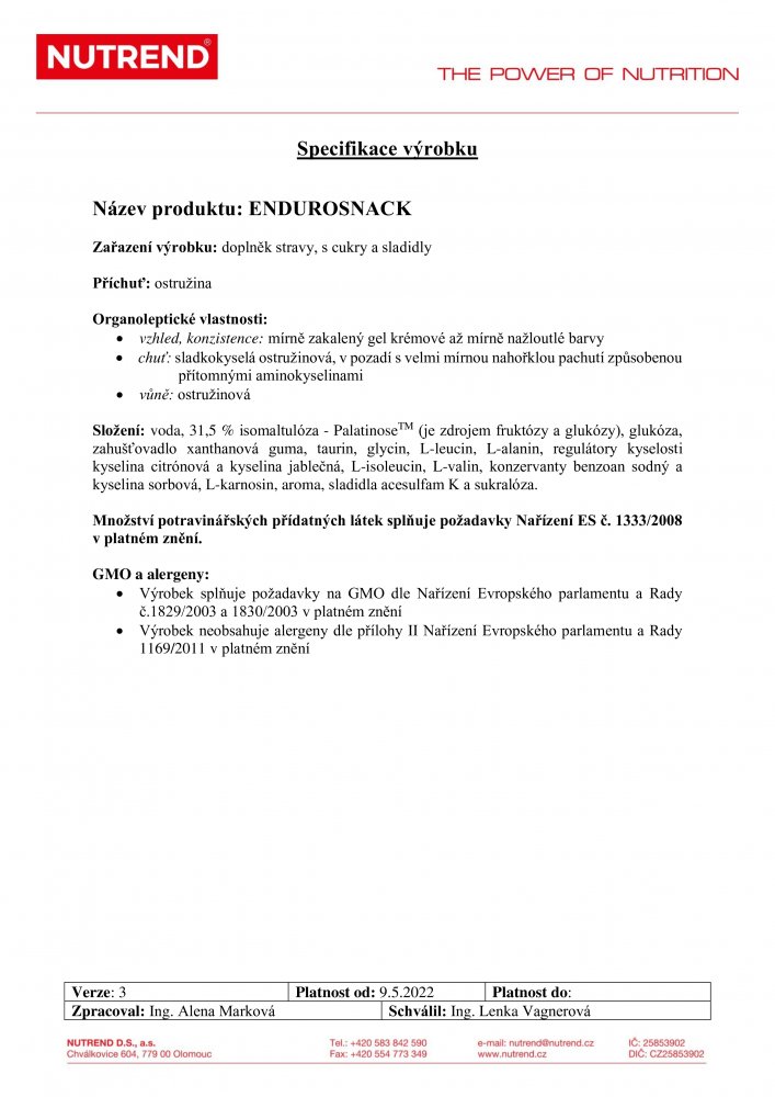 Endurosnack gel, tuba, 75 g ostružina