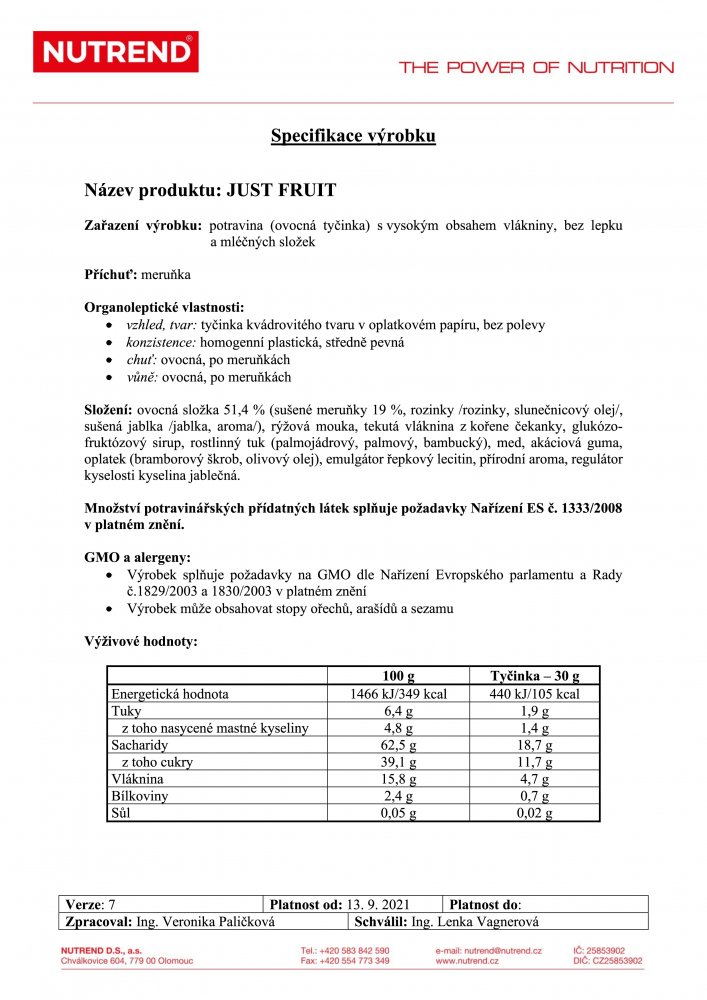 Just Fruit, tyčinka, 30 g meruňka