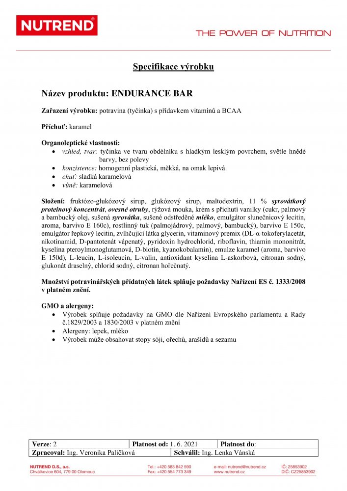 Endurance Bar, tyčinka, 45 g karamel