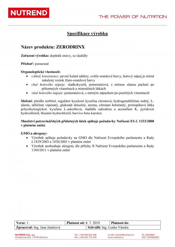 Zerodrinx Tabs, tuba, 18 tablet pomeranč