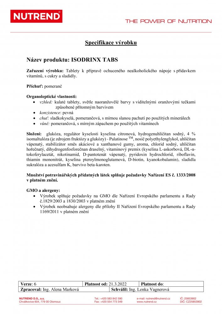 Isodrinx Tabs, tuba, 12 tablet pomeranč
