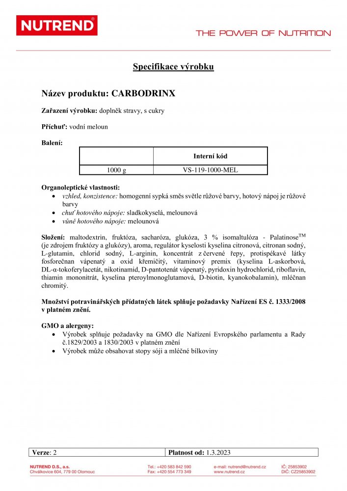 Carbodrinx, sáček, 1000 g meloun