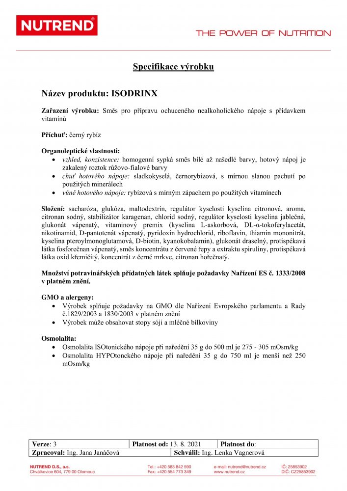 Isodrinx, sáček, 1000 g černý rybíz