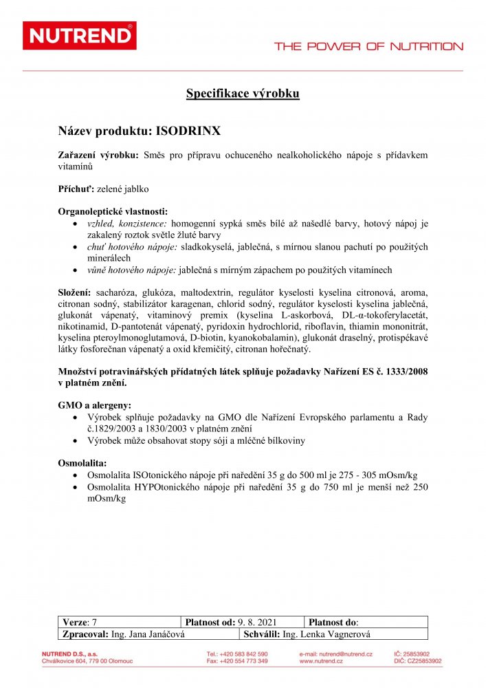 Isodrinx, dóza, 420 g zelené jablko