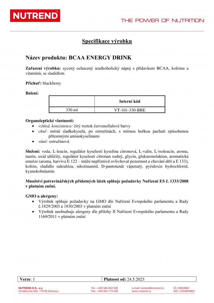 BCAA Energy Drink, 330 ml ostružina